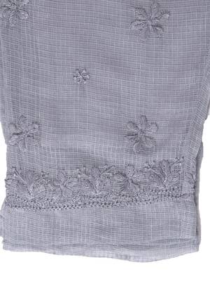 Ada Hand Embroidered Grey Kota Lucknowi Chikankari Women Kurta with Trouser Set - A100551 7