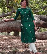 Green embroidered viscose ethnic-kurtis