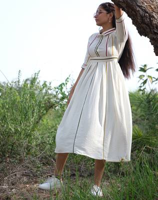 Off-white printed viscose rayon long-dresses 5