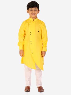 Yellow Stripes Cotton Jacquard Kurta Pajama Set // Traditional Wear 5