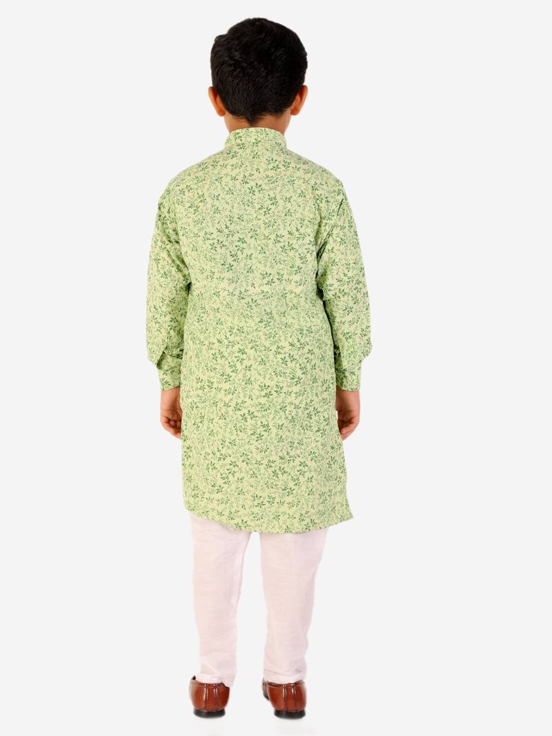 Green Stripes Cotton Jacquard Kurta Pajama Set // Traditional Wear