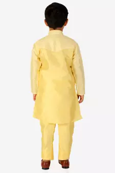 Yellow Stripes SIlk Jacquard Kurta Pajama Set // Traditional Wear