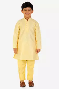 Yellow Stripes SIlk Jacquard Kurta Pajama Set // Traditional Wear