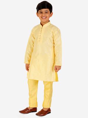 Yellow Stripes SIlk Jacquard Kurta Pajama Set // Traditional Wear 4