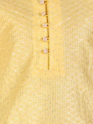 Yellow Stripes SIlk Jacquard Kurta Pajama Set // Traditional Wear 6