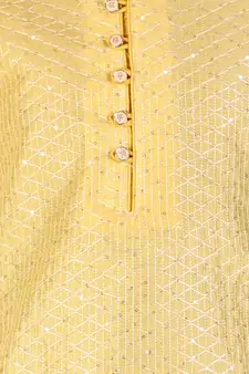 Yellow Stripes SIlk Jacquard Kurta Pajama Set // Traditional Wear