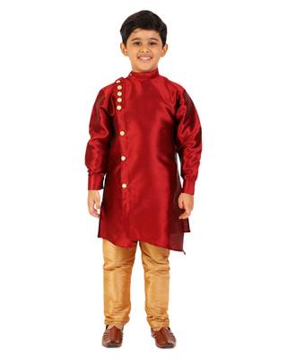 Maroon Stripes SIlk Jacquard Kurta Pajama Set // Traditional Wear 1