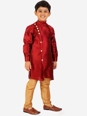 Maroon Stripes SIlk Jacquard Kurta Pajama Set // Traditional Wear 2