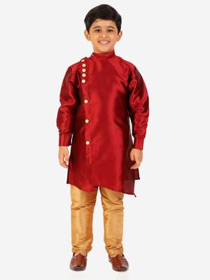 Maroon Stripes SIlk Jacquard Kurta Pajama Set // Traditional Wear 3
