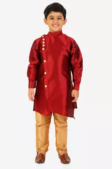 Maroon Stripes SIlk Jacquard Kurta Pajama Set // Traditional Wear