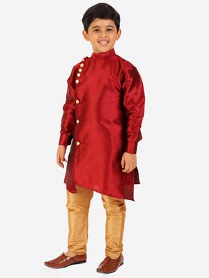 Maroon Stripes SIlk Jacquard Kurta Pajama Set // Traditional Wear 4