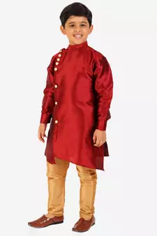 Maroon Stripes SIlk Jacquard Kurta Pajama Set // Traditional Wear