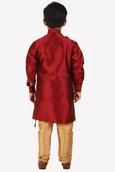 Maroon Stripes SIlk Jacquard Kurta Pajama Set // Traditional Wear