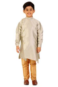 Cream Stripes SIlk Jacquard Kurta Pajama Set // Traditional Wear