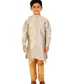 Cream Stripes SIlk Jacquard Kurta Pajama Set // Traditional Wear