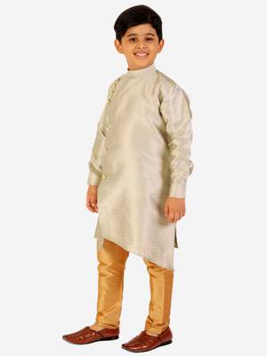 Cream Stripes SIlk Jacquard Kurta Pajama Set // Traditional Wear 2