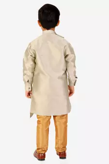 Cream Stripes SIlk Jacquard Kurta Pajama Set // Traditional Wear