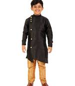 Black Stripes SIlk Jacquard Kurta Pajama Set // Traditional Wear