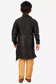 Black Stripes SIlk Jacquard Kurta Pajama Set // Traditional Wear