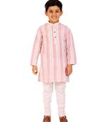 Pink Stripes Cotton Jacquard Kurta Pajama Set // Traditional Wear
