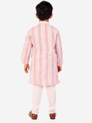 Pink Stripes Cotton Jacquard Kurta Pajama Set // Traditional Wear 5