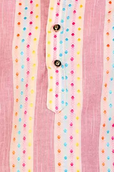 Pink Stripes Cotton Jacquard Kurta Pajama Set // Traditional Wear