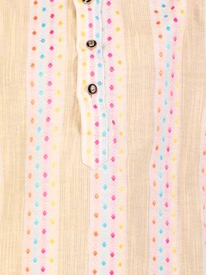 Beige Stripes Cotton Jacquard Kurta Pajama Set // Traditional Wear 6