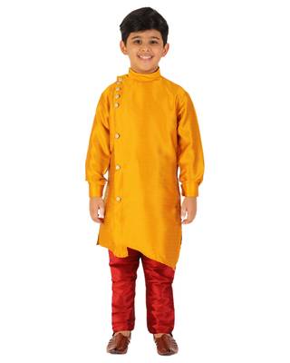 Mustard Stripes SIlk Jacquard Kurta Pajama Set // Traditional Wear 1