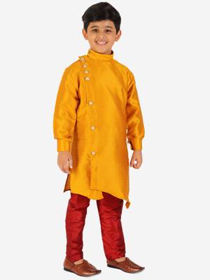 Mustard Stripes SIlk Jacquard Kurta Pajama Set // Traditional Wear 2