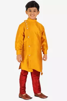 Mustard Stripes SIlk Jacquard Kurta Pajama Set // Traditional Wear