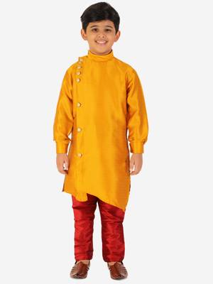 Mustard Stripes SIlk Jacquard Kurta Pajama Set // Traditional Wear 3