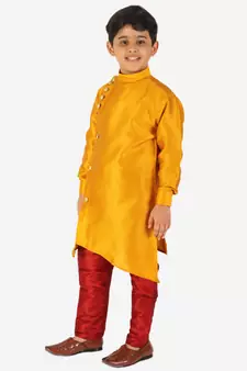 Mustard Stripes SIlk Jacquard Kurta Pajama Set // Traditional Wear