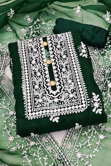 Green embroidered organza salwar