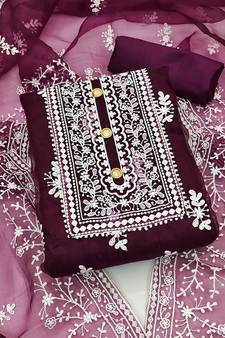 Magenta embroidered organza salwar