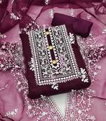 Magenta embroidered organza salwar