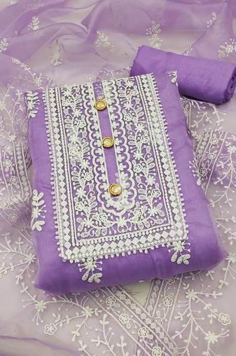 Purple embroidered organza salwar