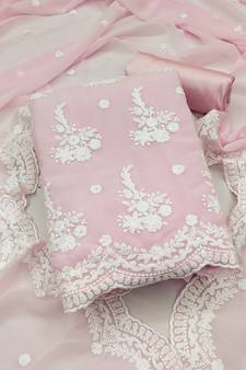 Pink embroidered georgette salwar