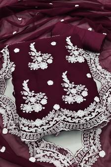 Magenta embroidered georgette salwar