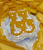 Yellow embroidered georgette salwar