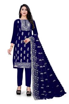 Blue embroidered organza salwar