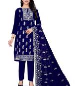 Blue embroidered organza salwar