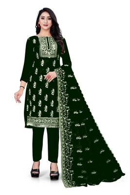 Green embroidered organza salwar 1
