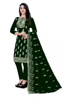 Green embroidered organza salwar