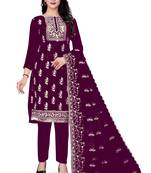 Magenta embroidered organza salwar