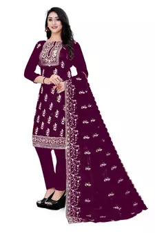Magenta embroidered organza salwar