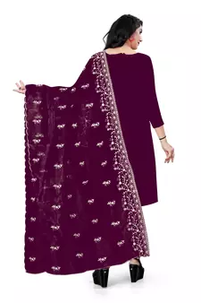 Magenta embroidered organza salwar