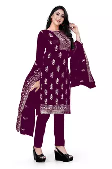 Magenta embroidered organza salwar