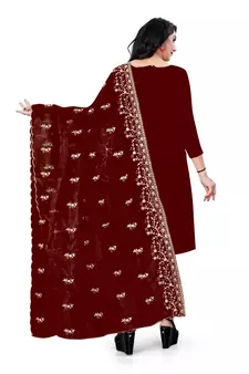 Maroon embroidered organza salwar