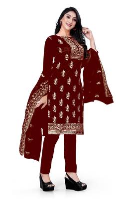 Maroon embroidered organza salwar 4