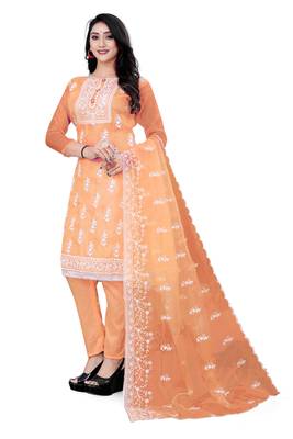 Orange embroidered organza salwar 2